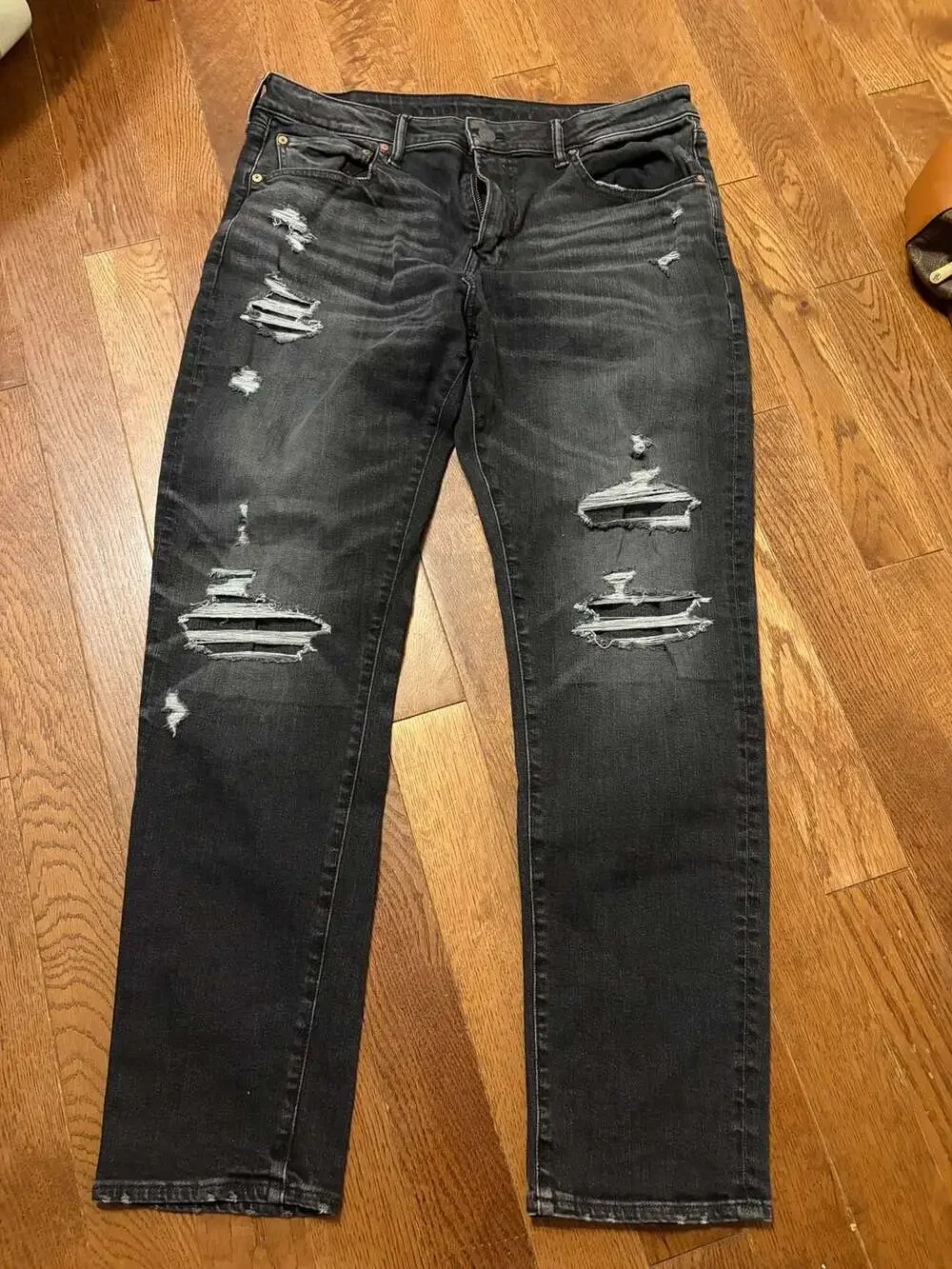 American Eagle Outfitters AE AirFlex+ Patched Athletic Fit Jean 36x32 Dark Wash